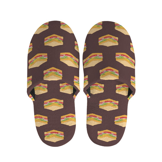 Brown Sandwiches Pattern Print Slippers