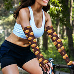 Brown Sandwiches Pattern Print Sun Protection Arm Sleeves