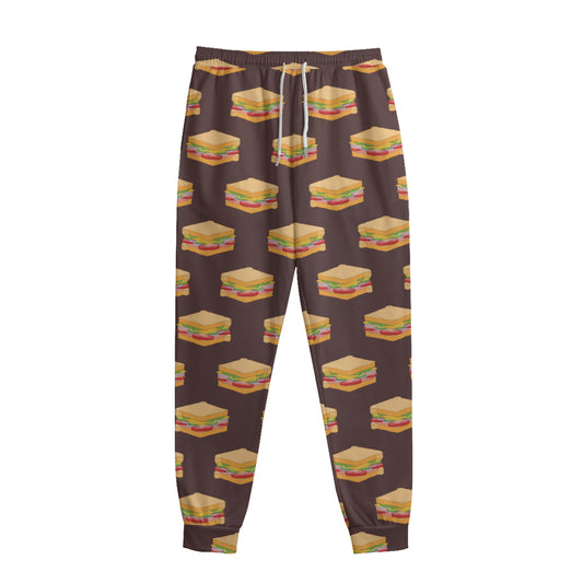 Brown Sandwiches Pattern Print Sweatpants