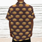 Brown Sandwiches Pattern Print Textured Short Sleeve Shirt