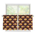 Brown Sandwiches Pattern Print Tier Curtains