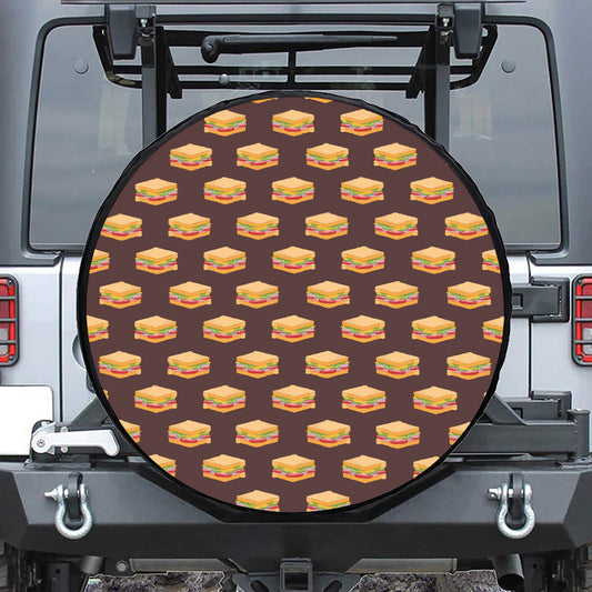 Brown Sandwiches Pattern Print Tire Cover