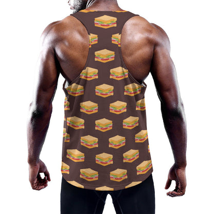 Brown Sandwiches Pattern Print Training Tank Top