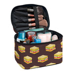 Brown Sandwiches Pattern Print Travel Makeup Bag