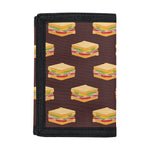 Brown Sandwiches Pattern Print Trifold Wallet