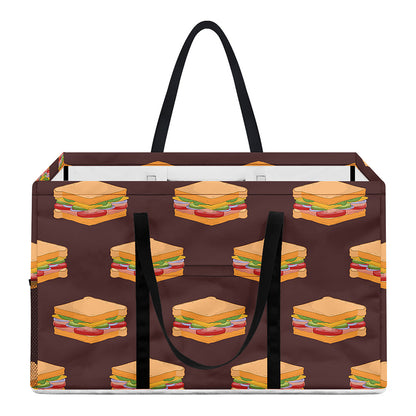 Brown Sandwiches Pattern Print Utility Tote Bag