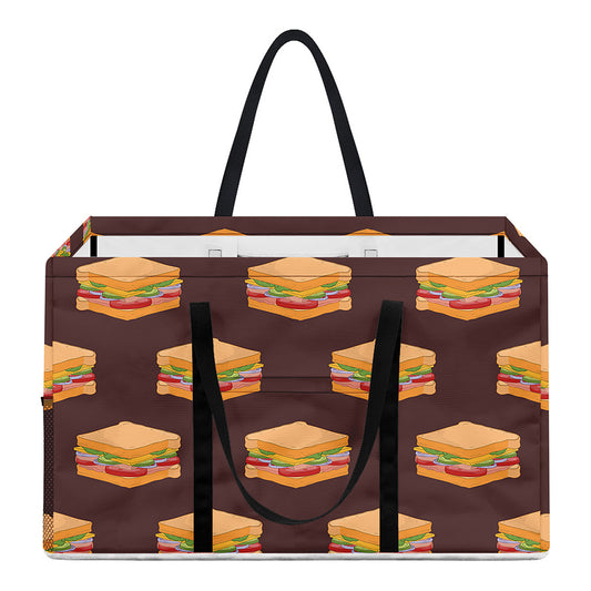 Brown Sandwiches Pattern Print Utility Tote Bag