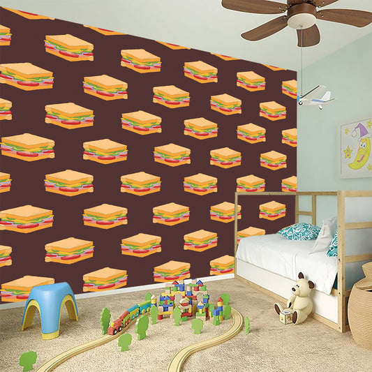 Brown Sandwiches Pattern Print Wall Sticker