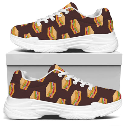 Brown Sandwiches Pattern Print White Chunky Shoes