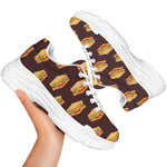 Brown Sandwiches Pattern Print White Chunky Shoes