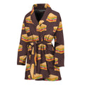 Brown Sandwiches Pattern Print Women's Bathrobe