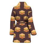Brown Sandwiches Pattern Print Women's Bathrobe