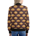 Brown Sandwiches Pattern Print Women's Bomber Jacket