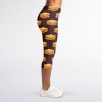 Brown Sandwiches Pattern Print Women's Capri Leggings