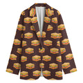 Brown Sandwiches Pattern Print Women's Cotton Blazer