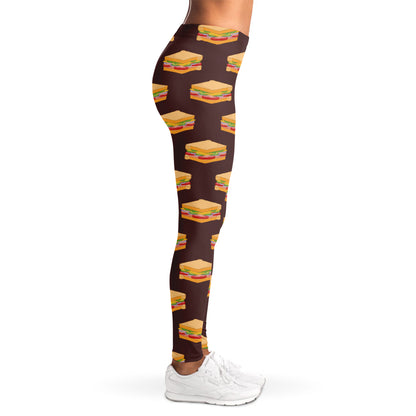 Brown Sandwiches Pattern Print Women's Leggings
