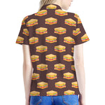 Brown Sandwiches Pattern Print Women's Polo Shirt