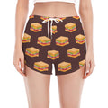 Brown Sandwiches Pattern Print Women's Split Running Shorts