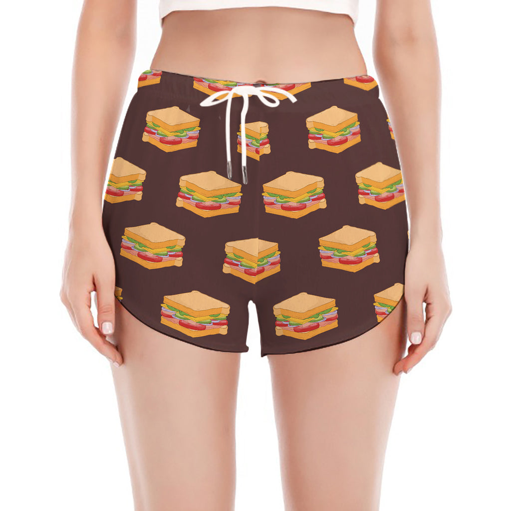 Brown Sandwiches Pattern Print Women's Split Running Shorts