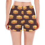 Brown Sandwiches Pattern Print Women's Split Running Shorts