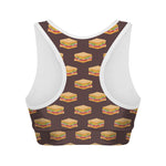 Brown Sandwiches Pattern Print Women's Sports Bra