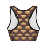 Brown Sandwiches Pattern Print Women's Sports Bra