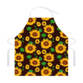 Brown Sunflower Pattern Print Adjustable Apron