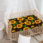 Brown Sunflower Pattern Print Baby Crib Sheet