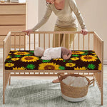 Brown Sunflower Pattern Print Baby Crib Sheet