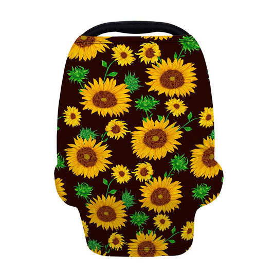 Brown Sunflower Pattern Print Baby Seat Cover