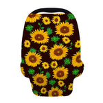 Brown Sunflower Pattern Print Baby Seat Cover