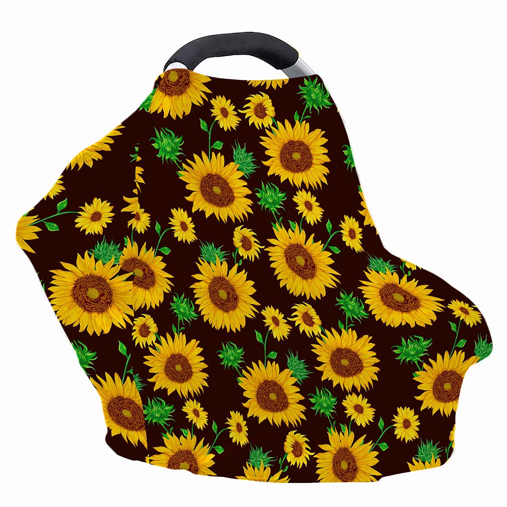 Brown Sunflower Pattern Print Baby Seat Cover
