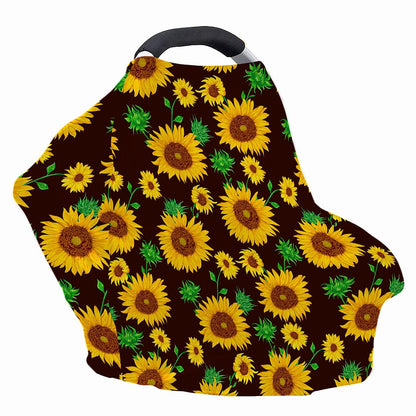 Brown Sunflower Pattern Print Baby Seat Cover