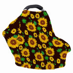 Brown Sunflower Pattern Print Baby Seat Cover