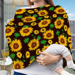 Brown Sunflower Pattern Print Baby Seat Cover