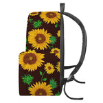 Brown Sunflower Pattern Print Backpack