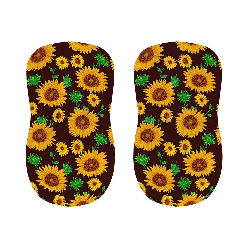 Brown Sunflower Pattern Print Bar Stool Covers