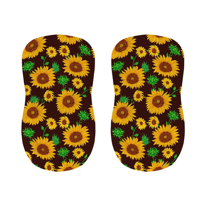 Brown Sunflower Pattern Print Bar Stool Covers