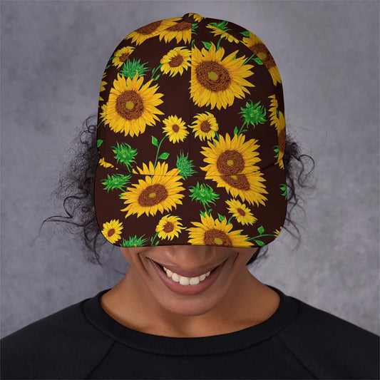 Brown Sunflower Pattern Print Baseball Cap