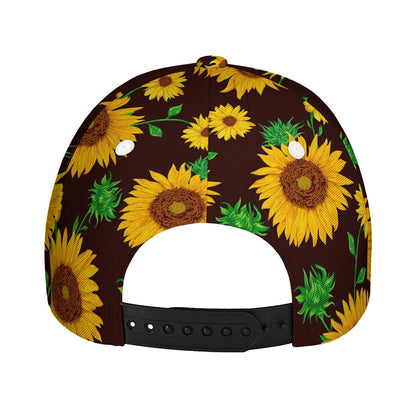 Brown Sunflower Pattern Print Baseball Cap