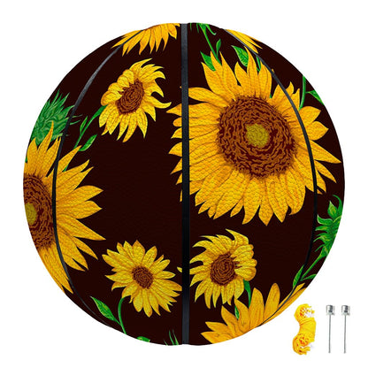 Brown Sunflower Pattern Print Basketball