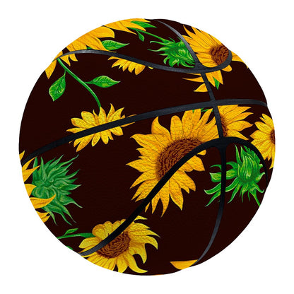 Brown Sunflower Pattern Print Basketball