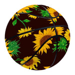 Brown Sunflower Pattern Print Basketball