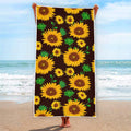 Brown Sunflower Pattern Print Beach Towel
