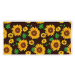 Brown Sunflower Pattern Print Beach Towel