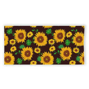 Brown Sunflower Pattern Print Beach Towel