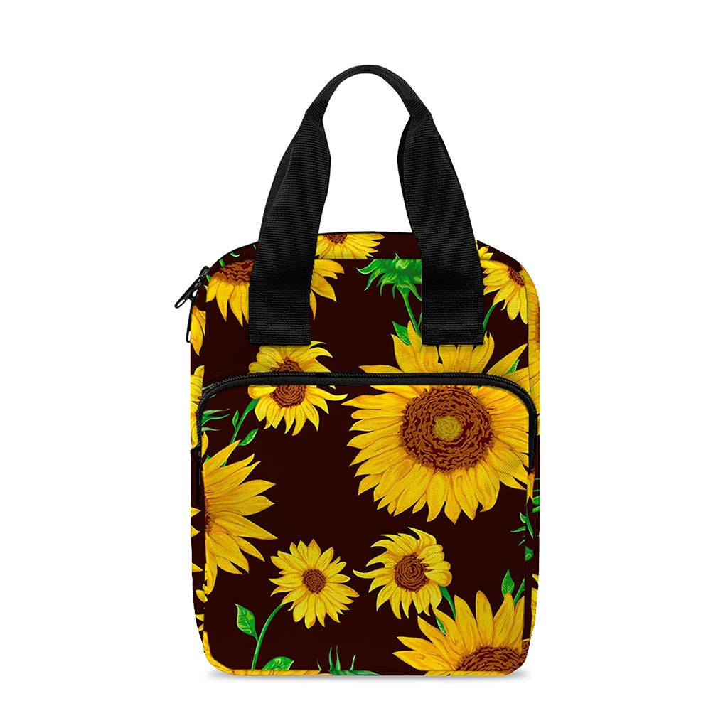 Brown Sunflower Pattern Print Bible Tote Bag