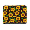 Brown Sunflower Pattern Print Bifold Wallet