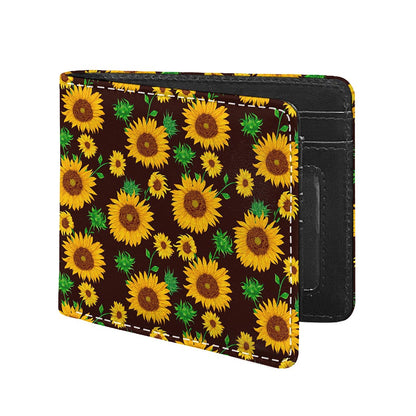 Brown Sunflower Pattern Print Bifold Wallet