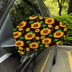 Brown Sunflower Pattern Print Car Side Mirror Covers